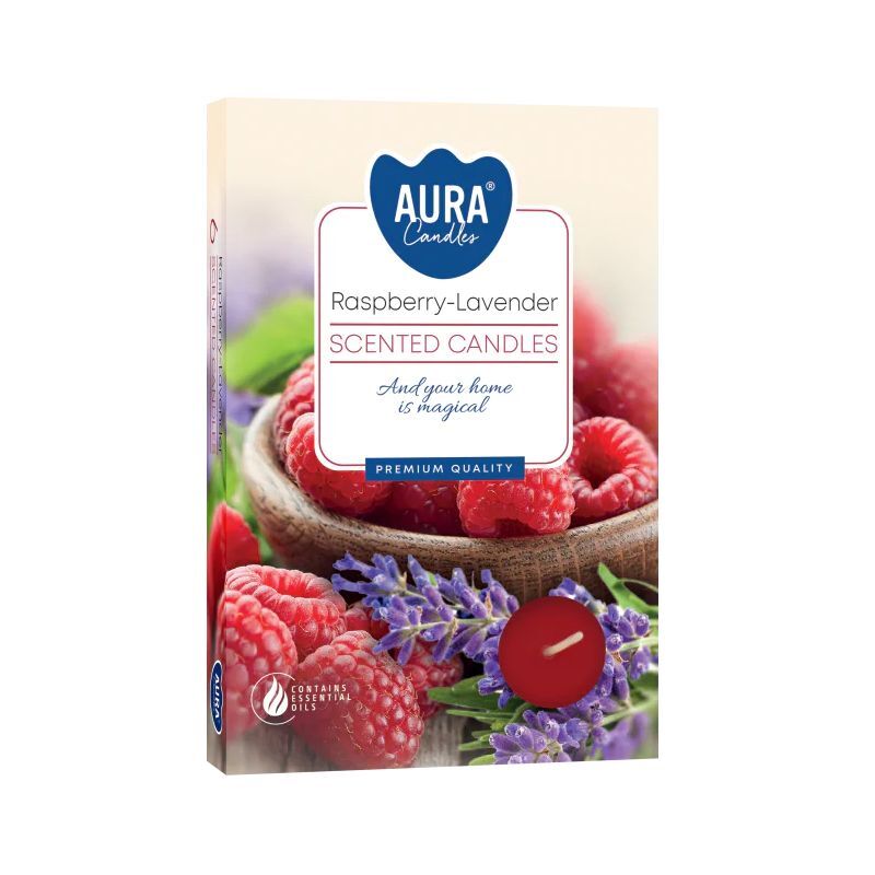 Set Of 6 Scented Tealights - Raspberry & White Lavender