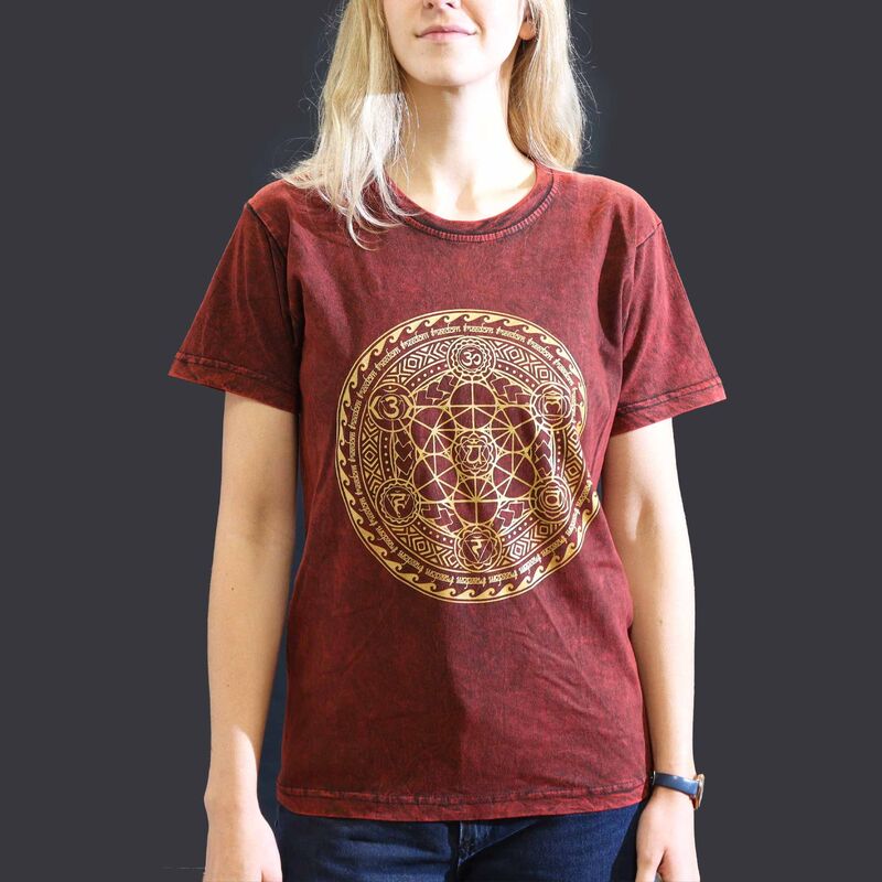 Soft Stone-washed T-shirt - Small Maroon