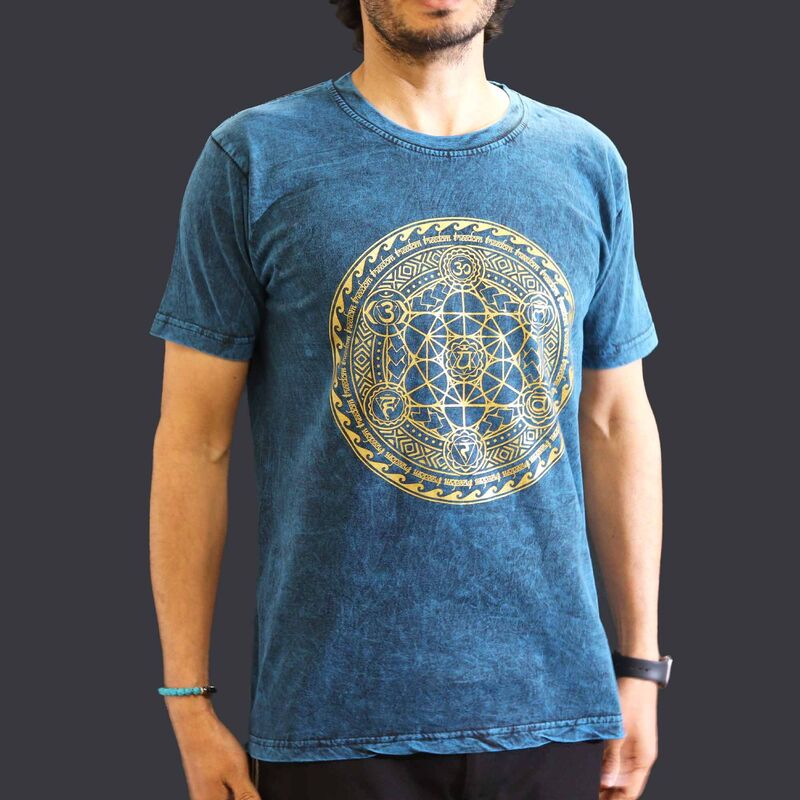 Premium Cotton T-shirt - Medium Weight Stone Wash - Chakra Blue