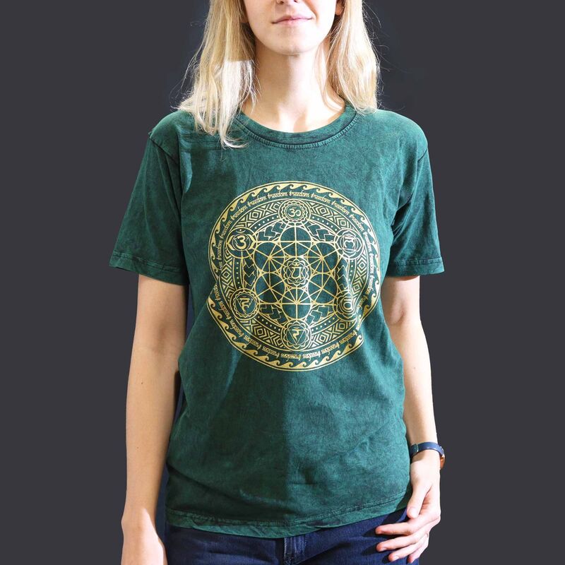 Stone-washed Cotton Blend T-shirt - Chakra Green