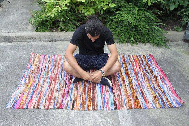 Handmade Indian Rag Rug 105x185cm - Cotton & Recycled Textiles