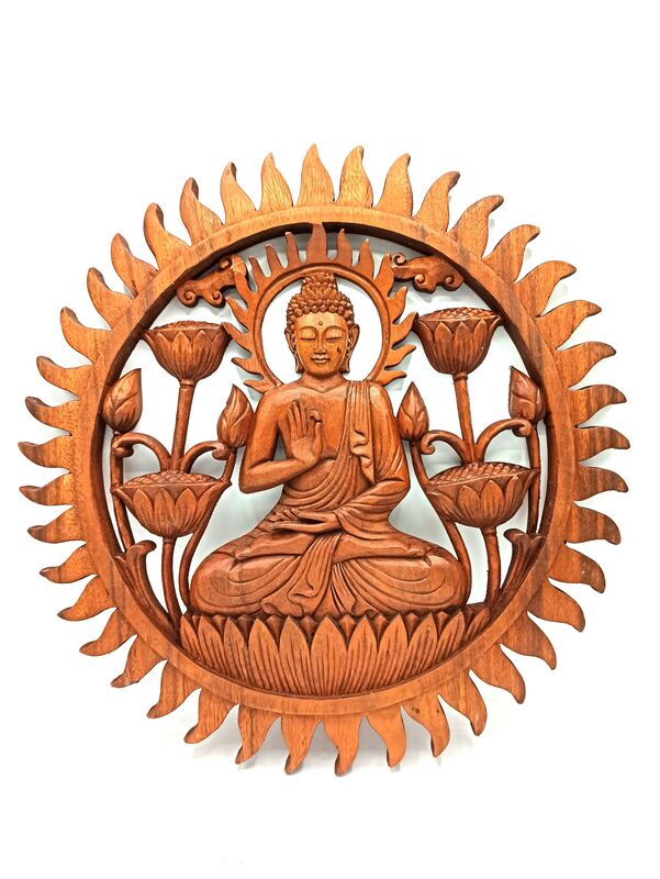 Buddha And Lotus Panel - 40cm Decorative Wall Art
