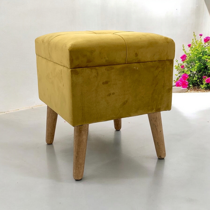 Msl Yellow Wooden Trunk - Blanket Box Toy Chest Coffee Table